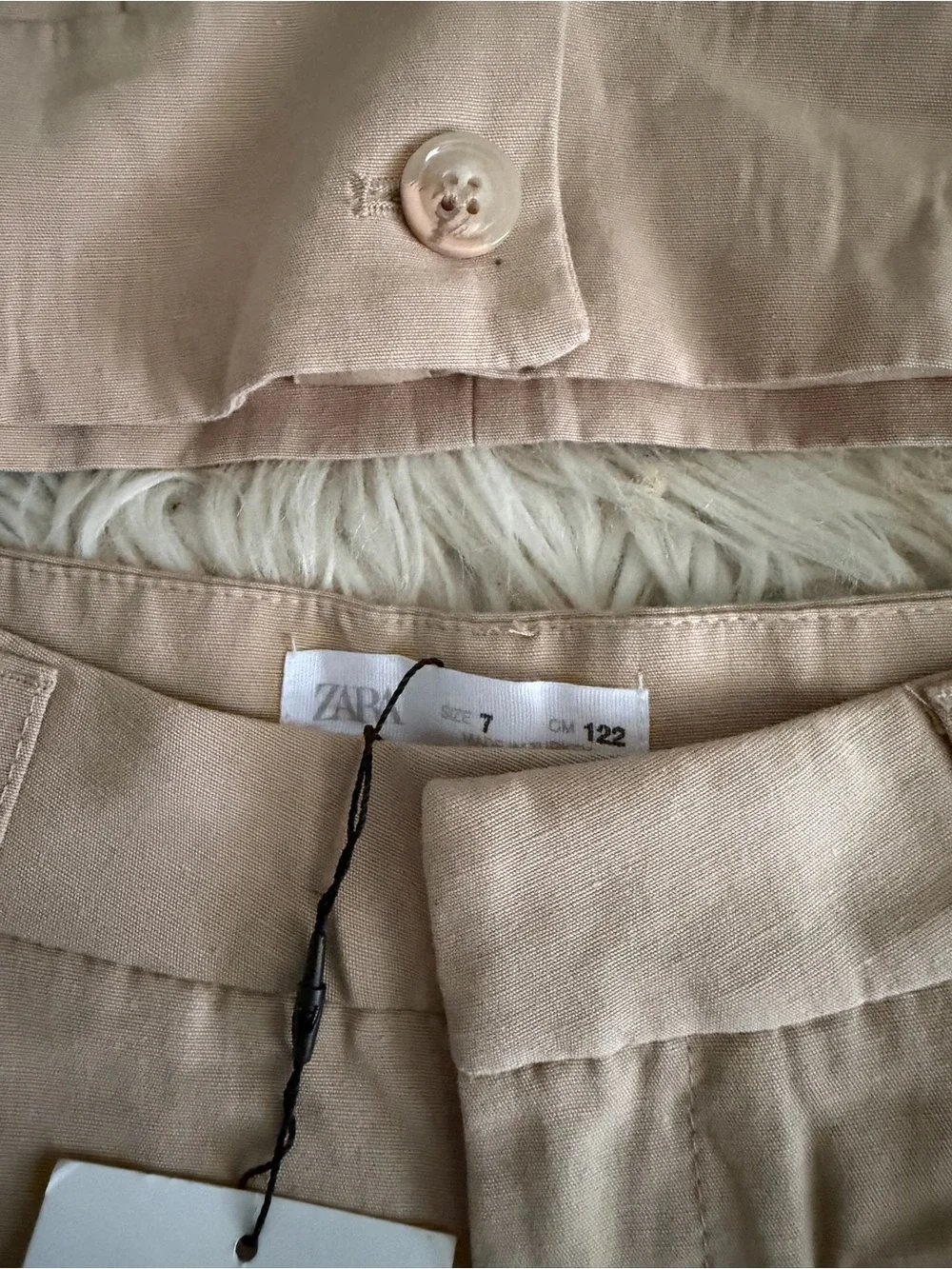Zara Girls Beige Cropped Blazer and High-Waist Shorts Set